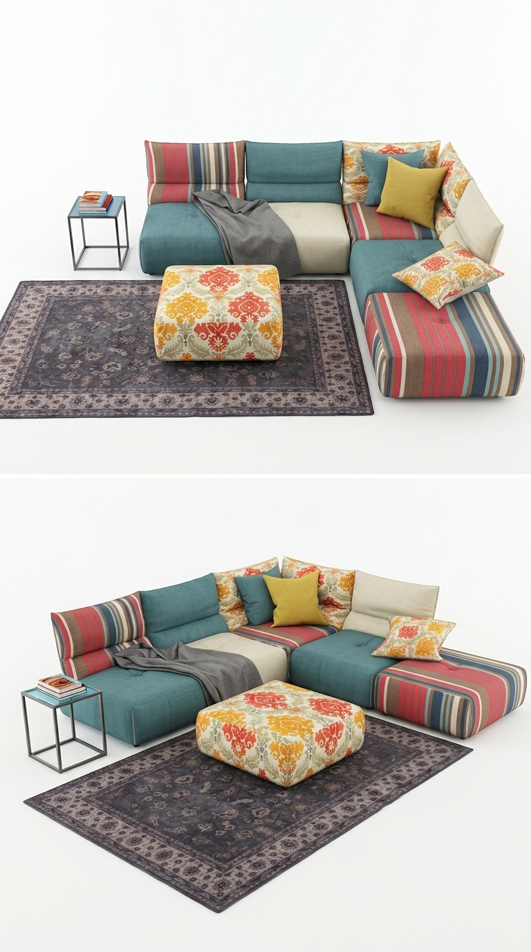 345. Bộ sưu tập Model SketchUp sofa bệt đa sắc màu phong cách Bohemian ấn tượng