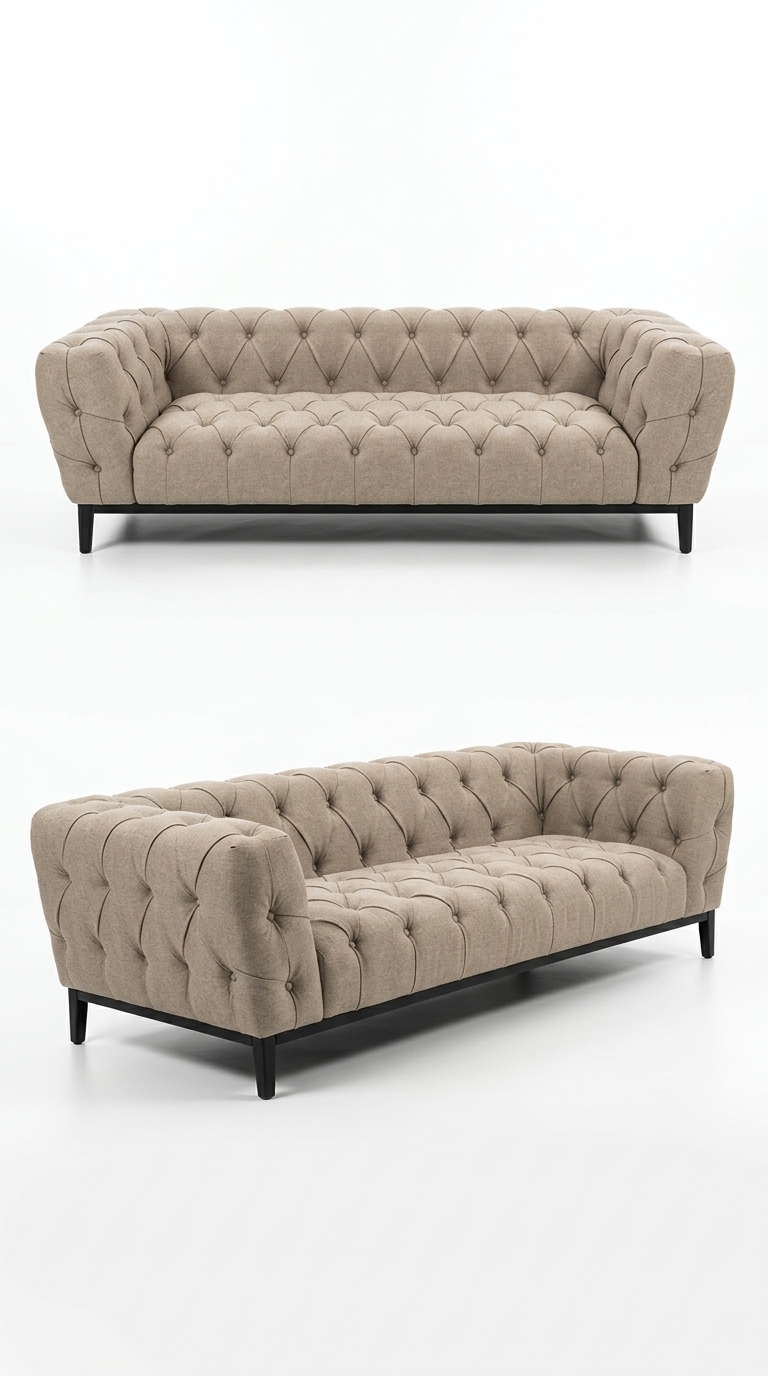 349. Tải miễn phí Model SketchUp sofa Chesterfield cổ điển bọc nỉ chuẩn tỉ lệ