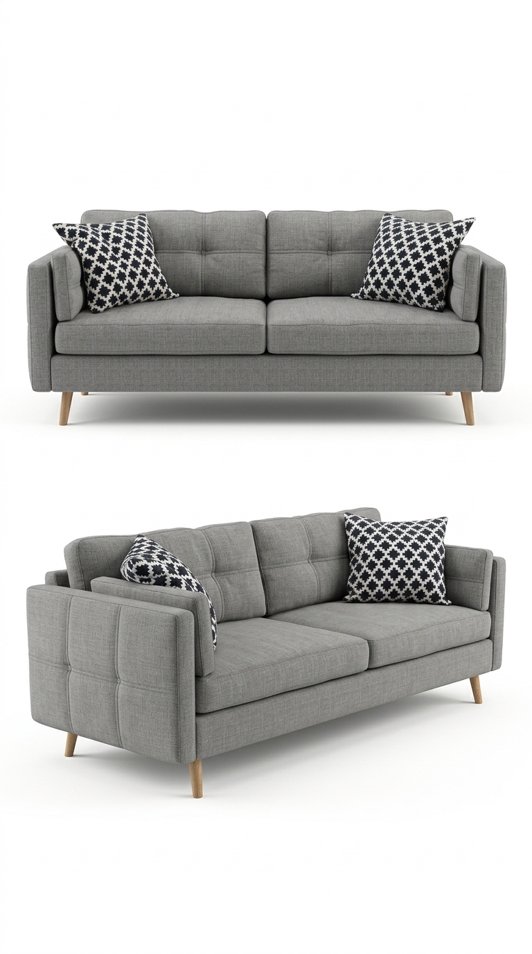 350. Thư viện SketchUp sofa băng 2 chỗ xám ghi hiện đại cho căn hộ chung cư