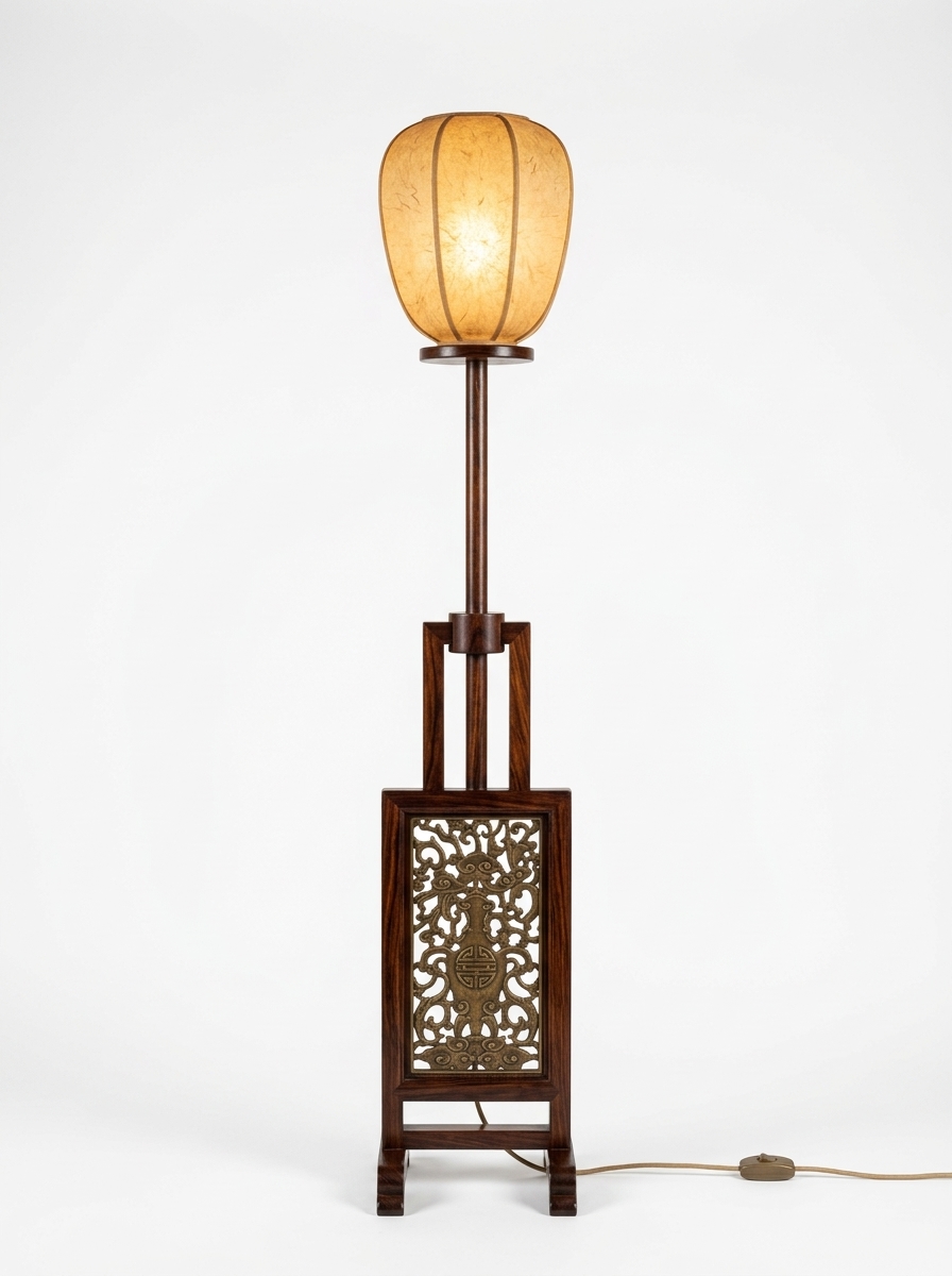 15. Model Sketchup Đèn Sàn Khung Gỗ Tứ Trụ Lồng Đèn Vải