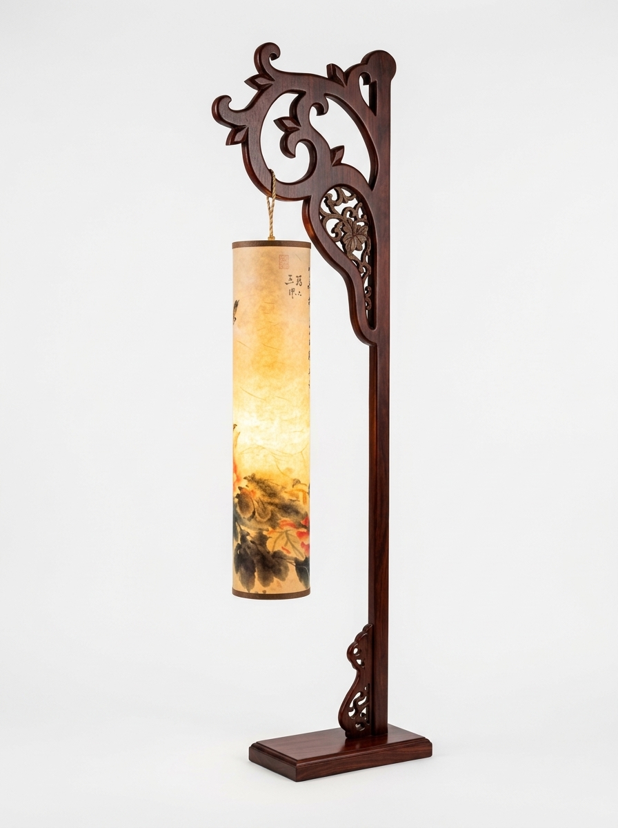 17. Model Sketchup Đèn Sàn Gỗ Họa Tiết CNC Tinh Xảo