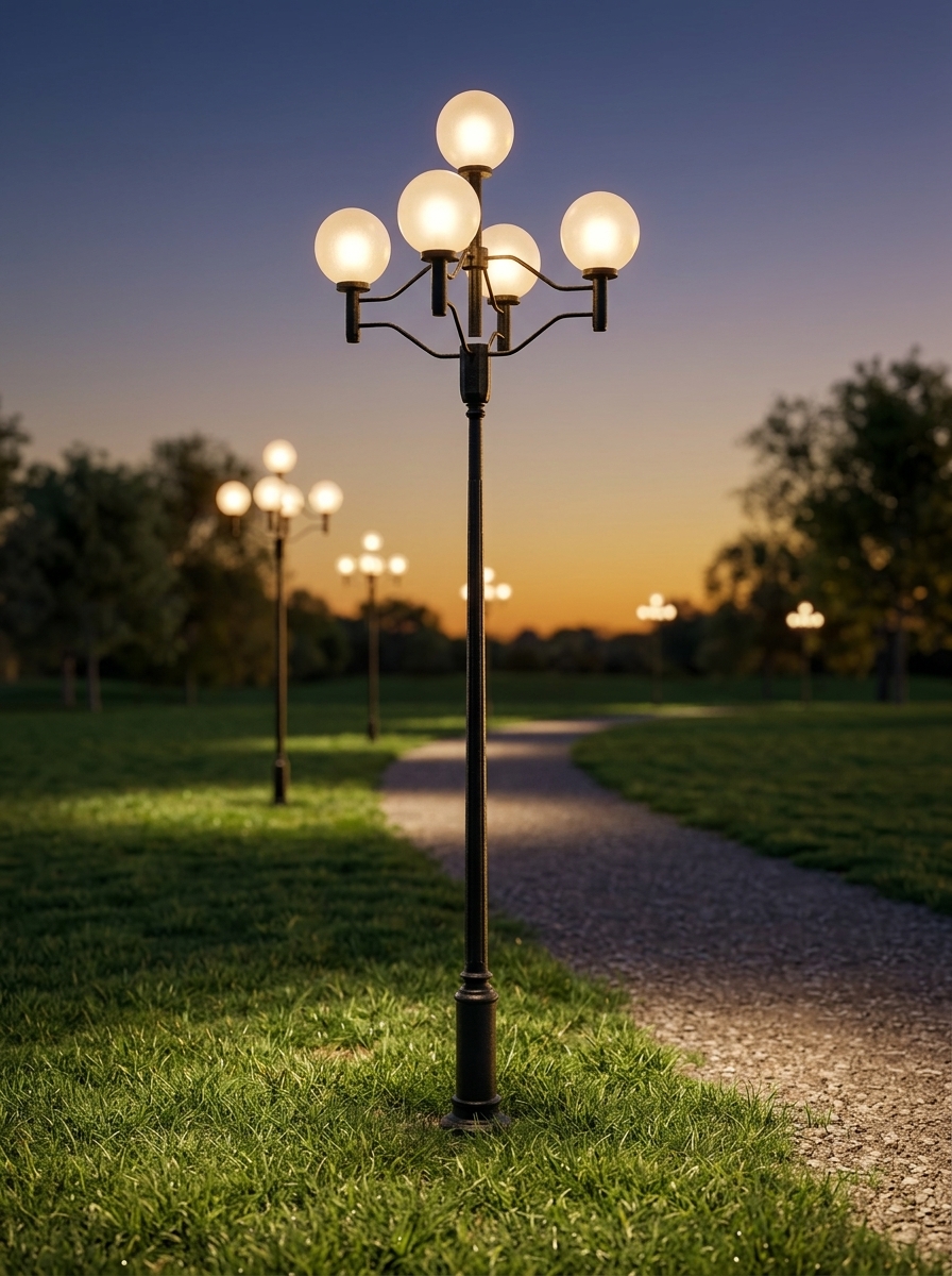 22. Model sketchup đèn sân vườn 5 bóng