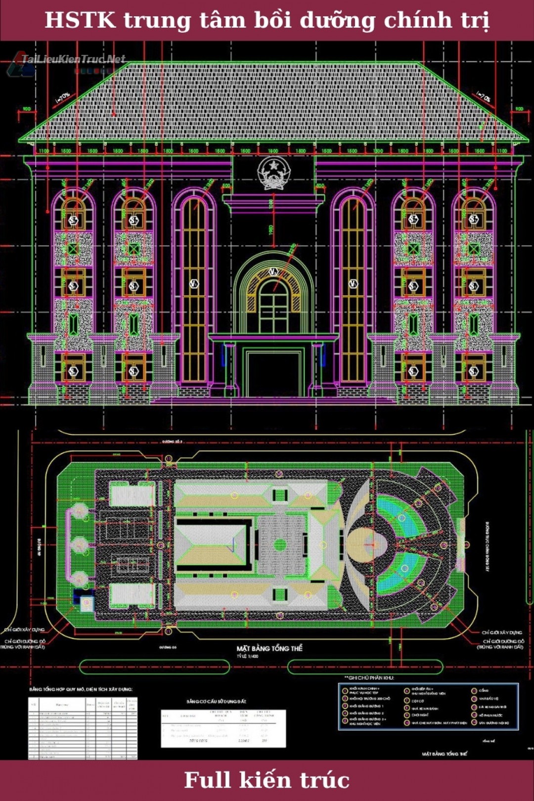 Bản vẽ autocad hồ sơ thiết kế trung tâm bồi dưỡng học viên