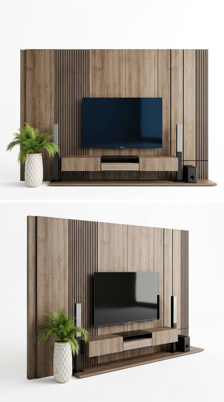 22. Model SketchUp kệ tivi đơn giản hiện đại tối ưu không gian cho căn hộ chung cư