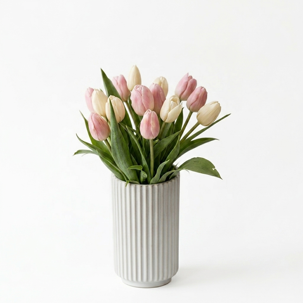 211. Tải ngay model Sketchup bình hoa tulip hồng trắng tinh tế cho không gian nội thất hiện đại