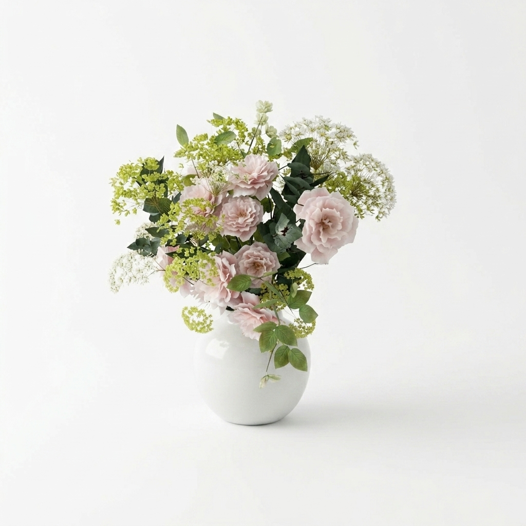 217. Download free model Sketchup bình hoa hồng nhạt phong cách lãng mạn cho phòng khách