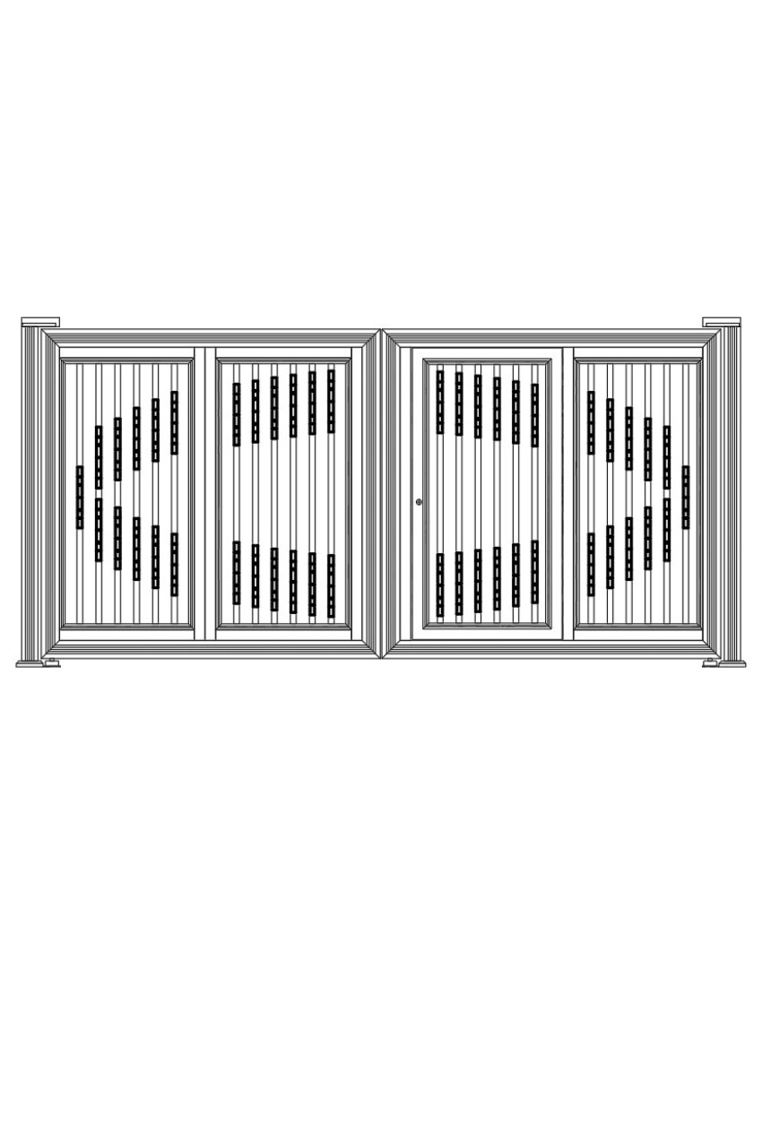 28. Bản vẽ cổng sắt hiện đại phong cách tối giản định dạng DWG