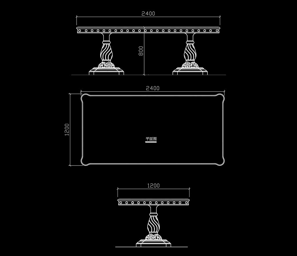 116. Bản vẽ bàn ăn gỗ tự nhiên 2400x1200mm