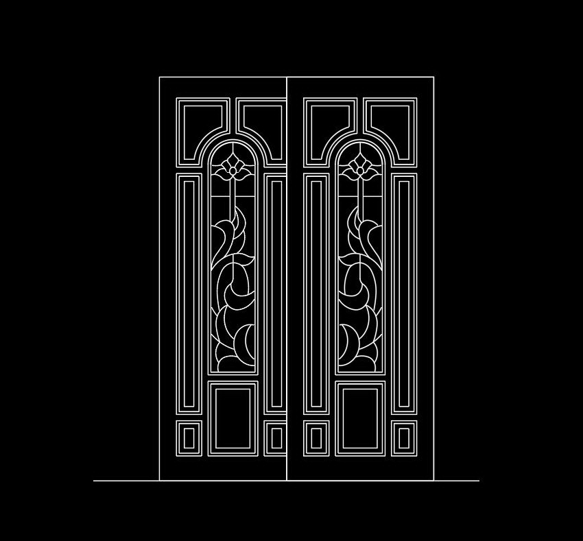 77. Bản vẽ cửa đi gỗ kính