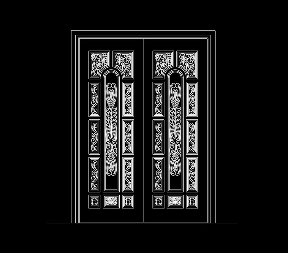 79. Bản vẽ cửa hai cánh gỗ kính