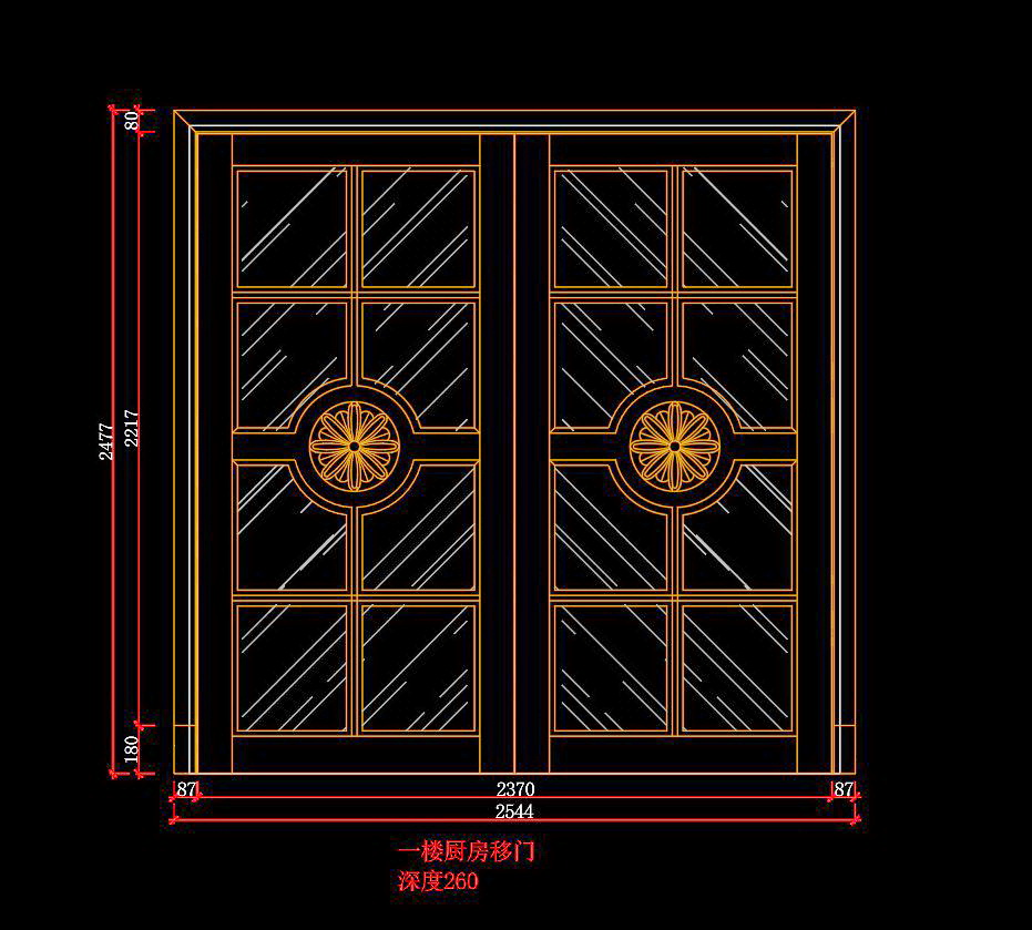 86. Bản vẽ Autocad cửa hai cánh