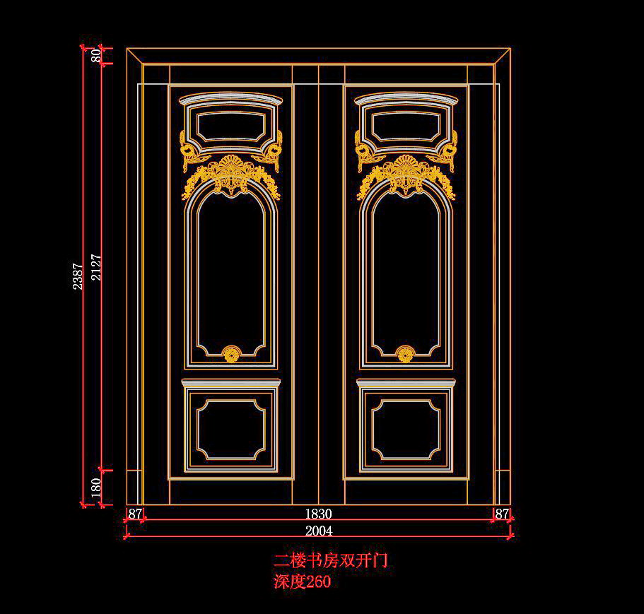 87. Bản vẽ cửa hai cánh tân cổ điển miễn phí