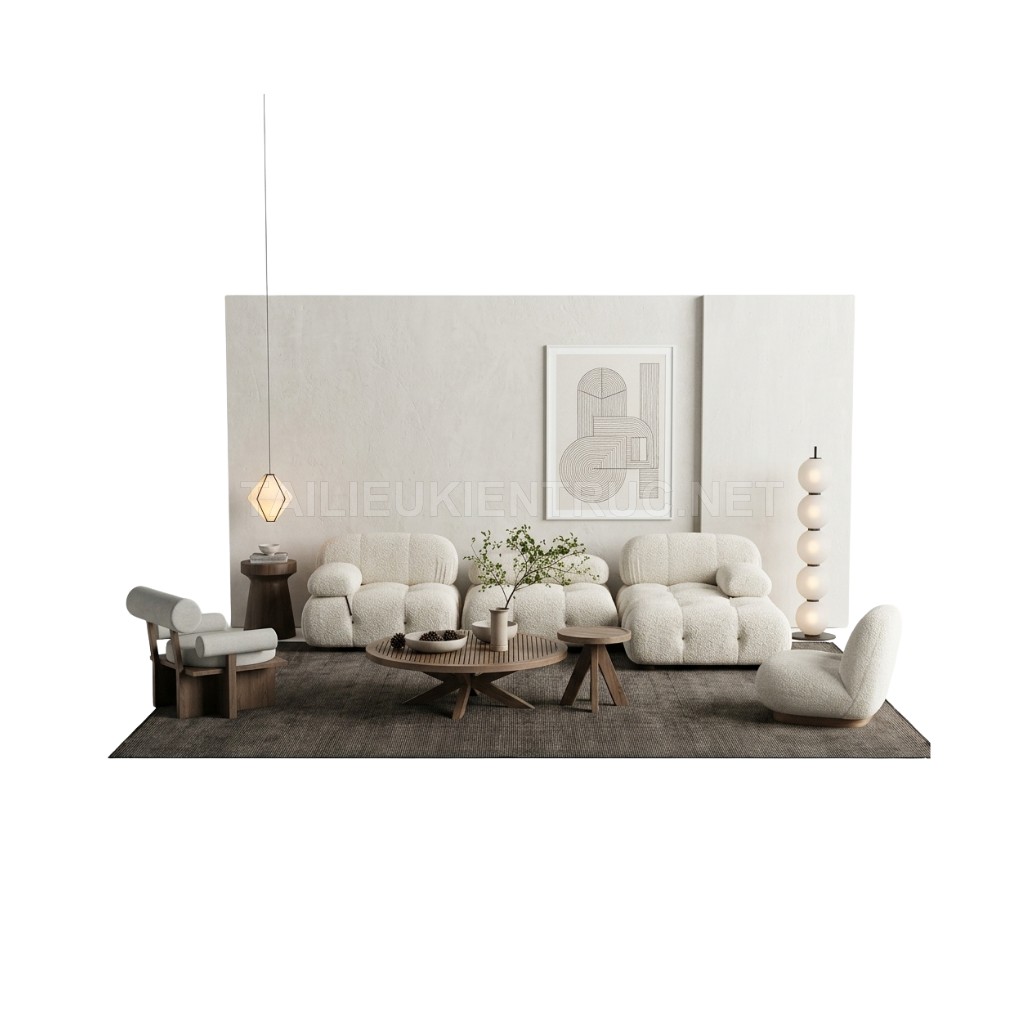 358. model Sketchup phòng khách phong cách Bắc Âu hiện đại