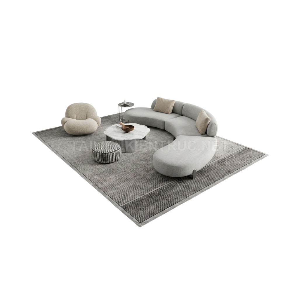 361. Model sketchup bộ sofa cong mềm mại