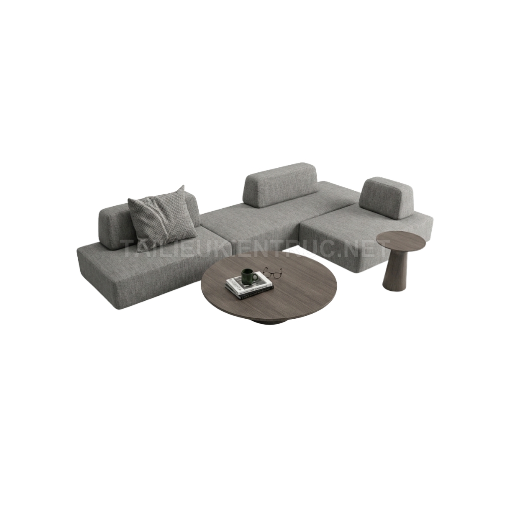 366. Download model Sketchup sofa tối giản và bàn trà gỗ decor không gian sống