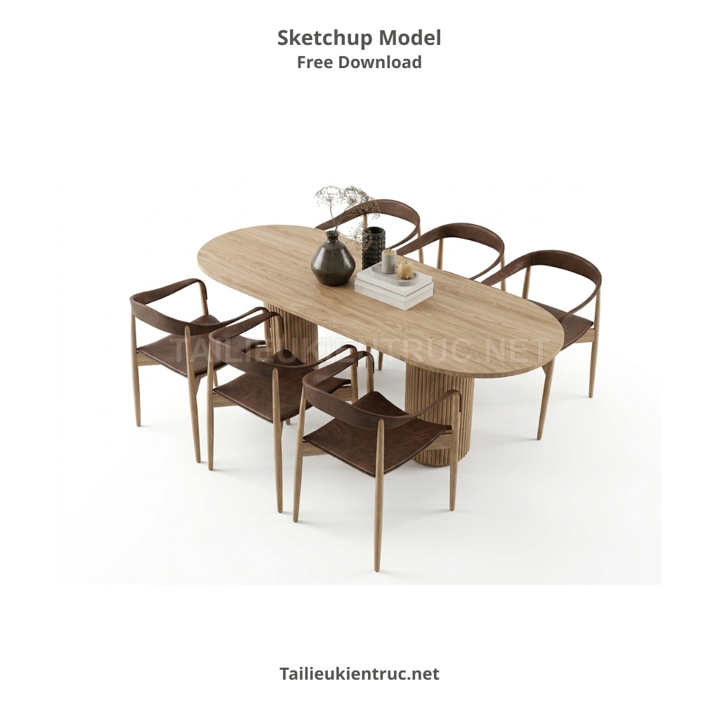217. Model sketchup bàn ăn gỗ tự nhiên miễn phí