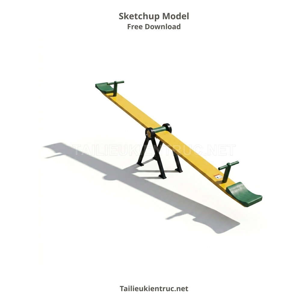 3. Tải Model Sketchup Bập Bênh Đơn Giản Vàng Xanh Miễn Phí