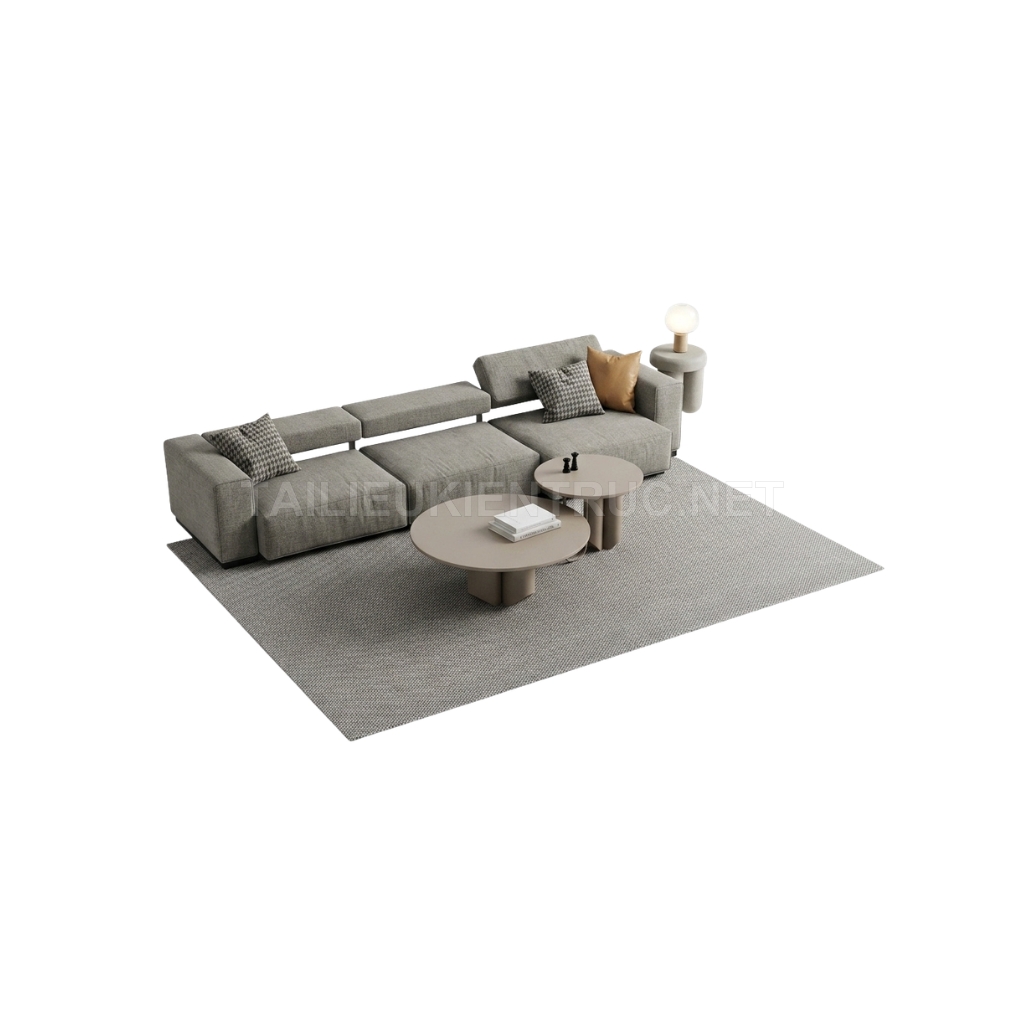 372. Tải model SketchUp sofa băng hiện đại và bàn trà đôi tối giản cho thiết kế nội thất