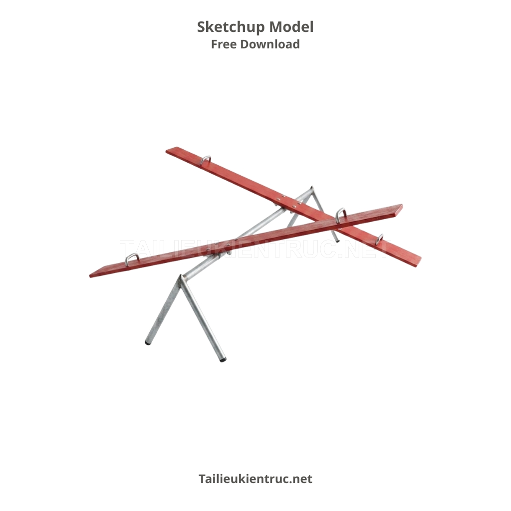 4. Tải Model Sketchup Bập Bênh Đôi Gỗ Đỏ Đơn Giản Miễn Phí