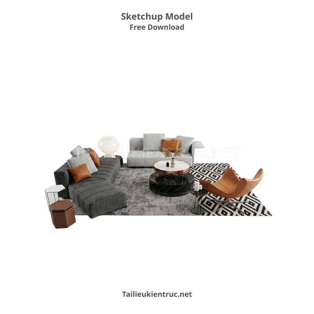 375. Tải miễn phí model SketchUp bộ sofa đa dạng module và ghế thư giãn Egg Chair