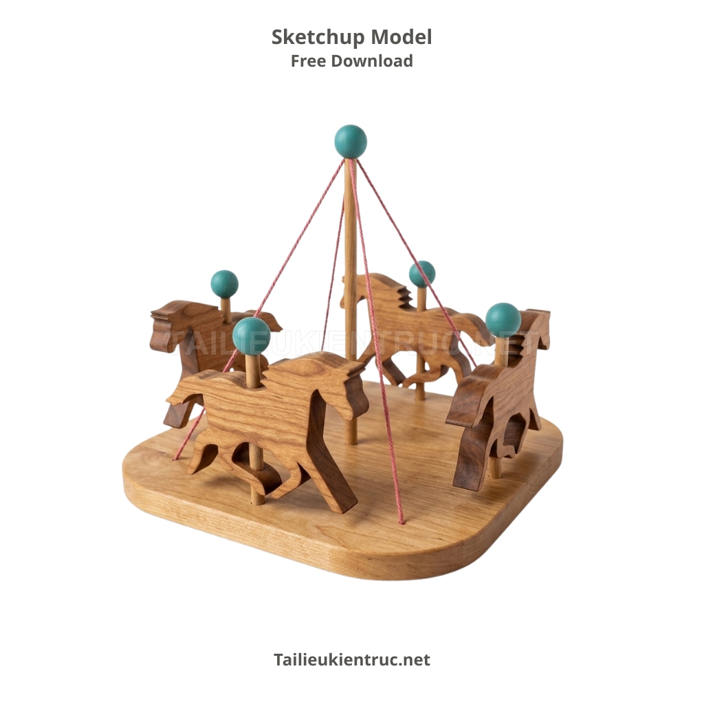 11. Mô hình Sketchup đu quay đồ chơi bằng gỗ chi tiết miễn phí