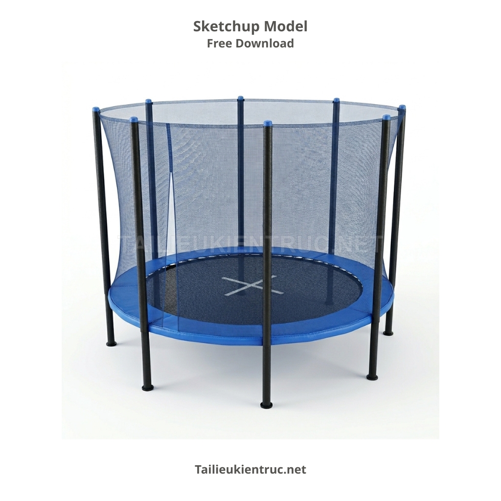 20. Tải miễn phí mô hình Sketchup trampoline với lưới bảo vệ màu xanh