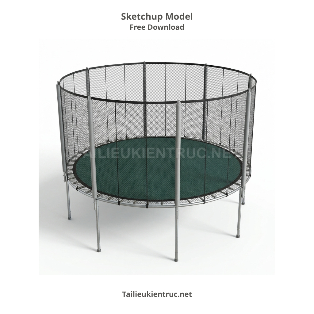 22. Download file SketchUp miễn phí Bạt lò xo mini và lưới an toàn cho sân chơi