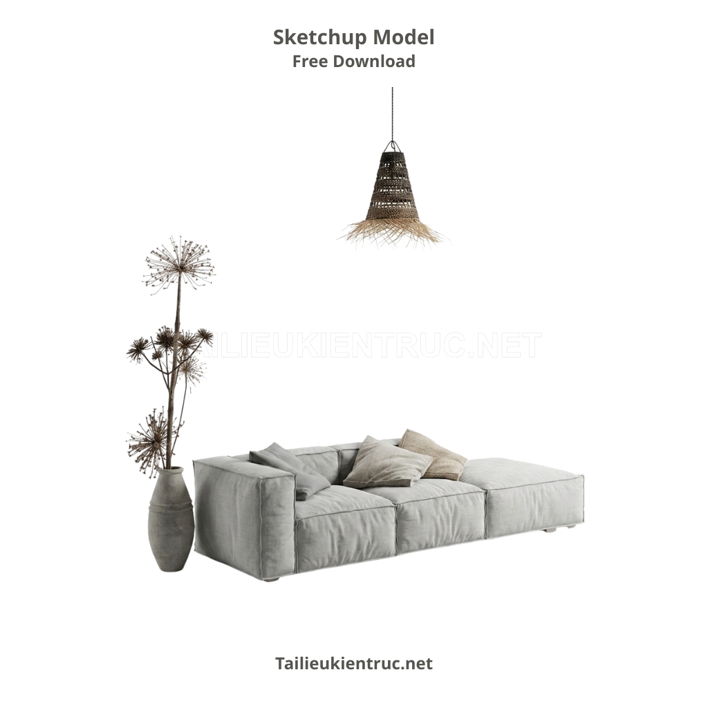 396. Model Sketchup Sofa bệt 3 chỗ ngồi phong cách Rustic - Vẻ đẹp tự nhiên và phóng khoáng