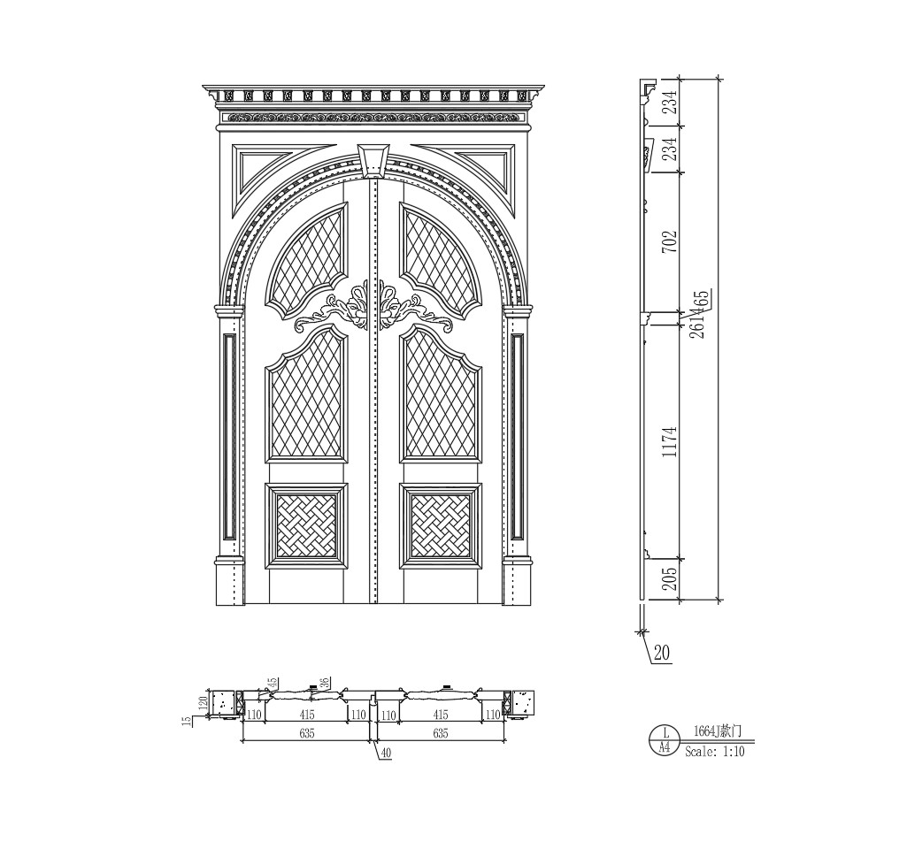 100. File Autocad Miễn Phí Mẫu Cửa Vòm Đôi Hoạ Tiết Cổ Điển Đẳng Cấp